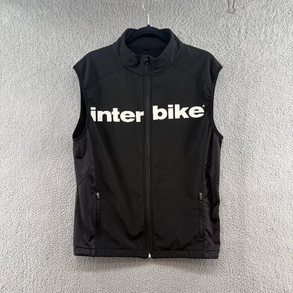 Interbike Black Cycling Vest Men’s Size Large Full Zip Sleeveless Jacket - Picture 1 of 8